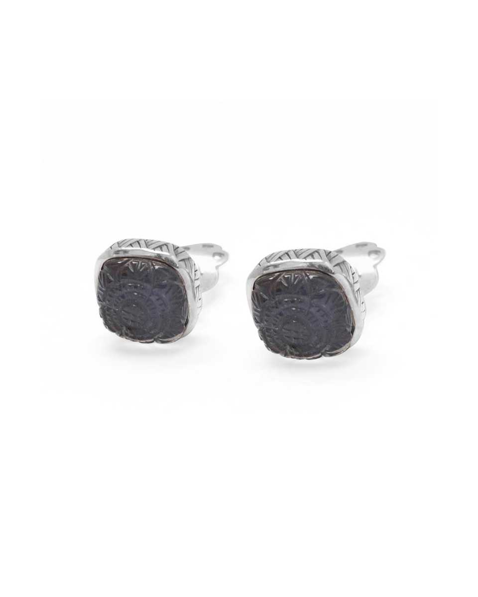 Carved Hematite Stud Earrings